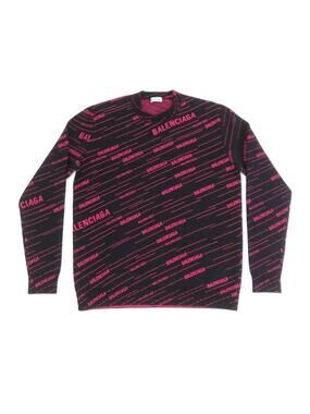 Auth Balenciaga Logo Knit Black/Pink #302944B33B